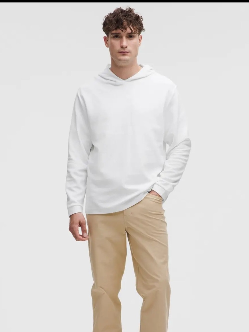 Lululemon Hoodie White Cotton Textured Relaxed Fit Large